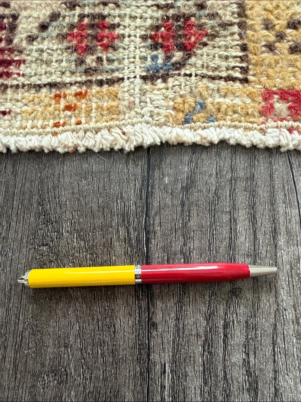 Coach Two-Tone Ballpoint Pen in Yellow and Red with Silver Trim